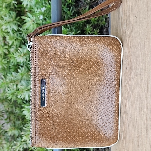 Emerson Fry Tan Snakeskin Italian Leather Wristlet - Picture 1 of 9